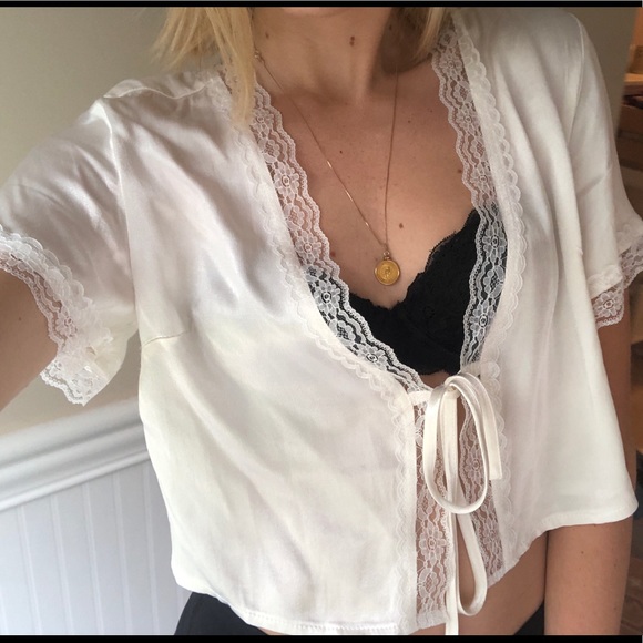 Princess Polly Vintage Tie Top White NWOT - Picture 2 of 7